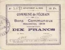 France 10 Francs Fechain Commune - 1915