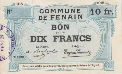 France 10 Francs Fenain City - 1915
