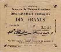 France 10 Francs Flers-En-Escrebieux Commune - 1914