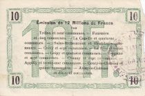 France 10 Francs Fourmies Ville - 1916