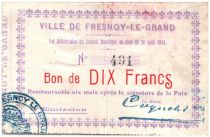 France 10 Francs Fresnoy-Le-Grand City - 1915