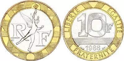 France 10 Francs G�nie - 1988 - Bim�tal