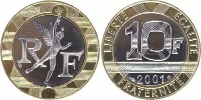 France 10 Francs G�nie de la Bastille - 2001 BU