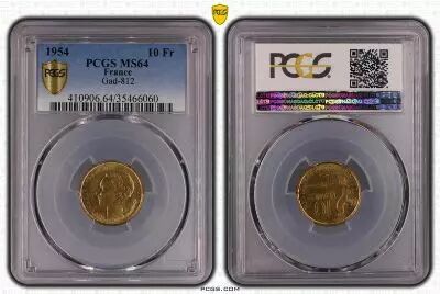 France 10 Francs Guiraud - 1954 - PCGS MS 64