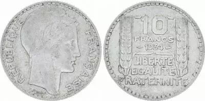 France 10 Francs Laureate head - 1934