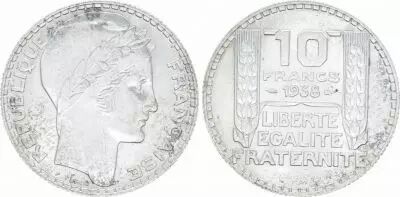 France 10 Francs Laureate head - 1938