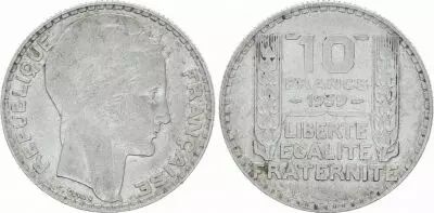 France 10 Francs Laureate head - 1939