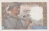 France 10 Francs Miner - 09-09-1943 Serial K.56 - XF