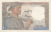 France 10 Francs Miner - 10-03-1949 Serial R.167 - VF