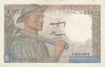 France 10 Francs Miner - 10-03-1949 Serial R.167 - VF