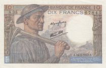 France 10 Francs Miner - 14-01-1943 Serial S.35 - VF to XF