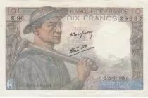 France 10 Francs Miner - 22-06-1944 Serial K.96 - VF