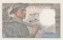 France 10 Francs Miner - 22-06-1944 Serial K.96 - XF
