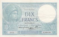 France 10 Francs Minerva - 06-04-1939 Serial A.69191 - VF