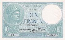 France 10 Francs Minerva - 06-07-1939 - Serial T.69980