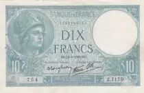France 10 Francs Minerva - 14-09-1939 Serial Z.71750 - VF