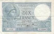 France 10 Francs Minerva - 21-09-1939 - Serial V.72346