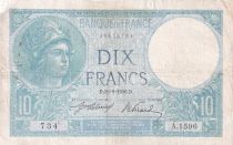 France 10 Francs Minerva - Serial A.1596 - 30-08-1916 - P73a