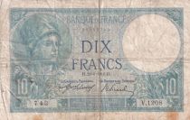 France 10 Francs Minerva - Serial V.1208 - 29-06-1916 - P73a