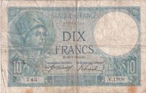 France 10 Francs Minerva - Serial V.1208 - 29-06-1916 - P73a