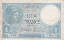 France 10 Francs Minerva  26-02-1917 - Serial D.2807 - Fine