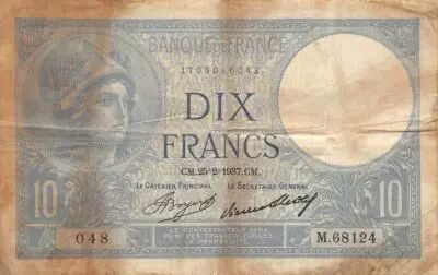France 10 Francs Minerve - 25-02-1937 S�rie M.68124 - TB