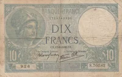 France 10 Francs Minerve - ann�es 1916 � 1942