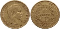 France 10 Francs Napoleon III Empereur - 1858 BB Strasbourg - Gold