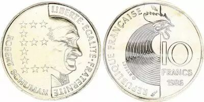 France 10 Francs Robert Schuman 1986 - Frappe BU