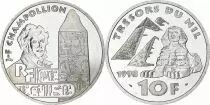 France 10 Francs Tr&eacute;sor du Nil : Champollion - 1998 - Silver - With box and certificate - Proof