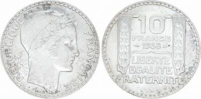 France 10 Francs Turin - 1938 Argent