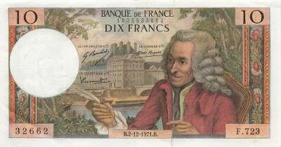 France 10 Francs Voltaire - 02-12-1971 - S�rie F.723