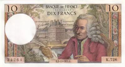 France 10 Francs Voltaire - 02-12-1971 Serial K.726