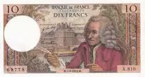 France 10 Francs Voltaire - 07-09-1972 Serial A.810 - AU