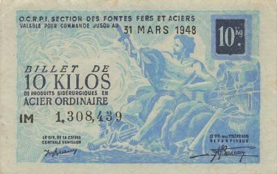 France 10 Kilograms of Ordinary Steel - OCRPI - March 31, 1948