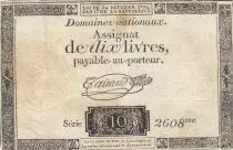 France 10 Livres - Filigrane Fleur de Lys - 24-10-1792 - Sign. Taisaud - S&eacute;rie 2608