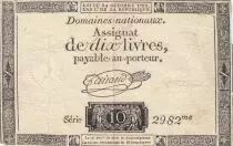 France 10 Livres - Filigrane Fleur de Lys - 24-10-1792 - Sign. Taisaud - Série 2982