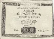 France 10 Livres - Filigrane R&eacute;publique - Sign. Taisaud - 24-10-1792 - S&eacute;rie 12597