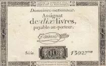 France 10 Livres - Filigrane République - Sign. Taisaud - 24-10-1792 - Série 13027
