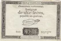 France 10 Livres - Filigrane R&eacute;publique - Sign. Taisaud - 24-10-1792 - S&eacute;rie 9275
