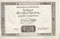France 10 Livres - Watermark Republique -  French Revolution - 24-10-1792 - Serial 14796