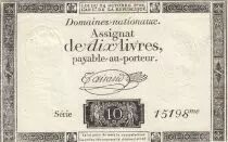 France 10 Livres - Watermark Republique -  French Revolution - 24-10-1792 - Serial 15198