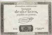 France 10 Livres - Watermark Republique -  French Revolution - 24-10-1792 - Serial 7382