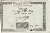 France 10 Livres - Watermark Republique -  French Revolution - 24-10-1792 - Serial 9246