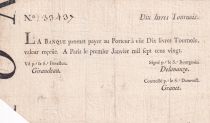 France 10 Livres Bank of Law - 01-01-1720 - error note without \ espèces d\'argent\ 