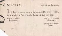 France 10 Livres Banque de Law - 01-01-1720, typographié - sans en especes d\'argent