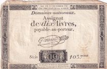 France 10 Livres Black - Watermark Fleur de Lys - (16-12-1791) - Sign. Taisaud - Serial 1037