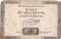 France 10 Livres Black - Watermark Fleur de Lys - (16-12-1791) - Sign. Taisaud - Serial 1966