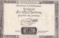France 10 Livres Black - Watermark Fleur de Lys - (24-10-1792) - Sign. Taisaud - Serial 1283 - P. A.66