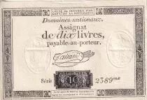 France 10 Livres Black - Watermark Fleur de Lys - (24-10-1792) - Sign. Taisaud - Serial 2389 - P. A.66